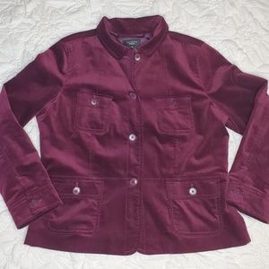 Talbots Plum Velour 4 Button Jacket